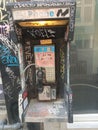 June 18 2023 Toronto Ontario Canada An old vandalised Bell Canada pay phone located on yonge street