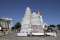 June 19, 2022 Ukraine city of Kyiv Monument aggression Princess Olga covered with sandbags invasion