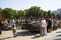 June 19, 2022 Ukraine Kyiv city conflict people watch an exhibition of destroyed Russian tanks on the central square