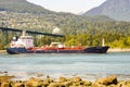 June 18 2018, Vancouver Canada: Large shipping boat approaching the docks in Vancouver canada. Ports of vancouver receive lots of