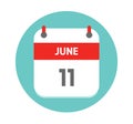 June 11 . Vector flat daily calendar icon.