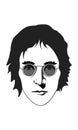 June 23, 2019. Vector stock hand drawn black and white illustration of John Lennon in glasses