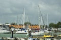 Vessels on their moorings at the harbour and marina on the river Hamble at Warsash on the South Coast of England