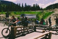 June 16 2018, Whistler Canada: Mountain biking area in British Columbias famous Whistler village. This is the most Royalty Free Stock Photo