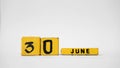 JUNE 30 Wooden calendar. International Asteroid Day