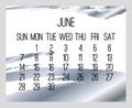 June year 2020 monthly silver calendar