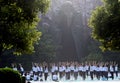Huaian, jiangsu: two days of summer solstice yoga and a day of worship by yoga lovers advocate healthy life