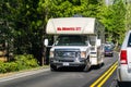 June 26, 2019 Yosemite National Park / CA / USA - El Monte RV travelling on Highway 120 on a sunny summer day; El Monte RV offers Royalty Free Stock Photo