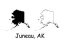 Juneau Alaska AK state Border Map USA with Capital Star