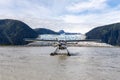 Floatplane Lands Near Hole-In-The-Wall Glacier Royalty Free Stock Photo