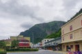 Juneau, Alaska, USA: Visitors stroll along the shops and restaurants on the main street Royalty Free Stock Photo