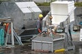 Juneau, Alaska: A worker at the Macaulay Salmon Hatchery Royalty Free Stock Photo