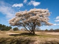 Juneberry tree, Amelanchier lamarkii, blooming in spring in nature reserve Zuiderheide, North Holland, Netherlands