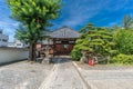 Junen-ji Temple. Gardens and Jizo statue. Nagano City, Japan