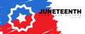Juneteenth banner template. Textured Red And Blue Flag With star. National African American Independence Day, Freedom