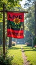 Juneteenth celebration banner in sunny park with sunflower design Royalty Free Stock Photo
