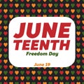 Juneteenth - celebration ending of slavery in USA, African American Emancipation Day - June 19. Vector Seamless pattern with