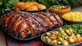 Juneteenth feast with ribs cornbread and colorful sides served on a table for celebration Royalty Free Stock Photo
