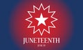 Juneteenth flag - white star on red blue gradient background. Vector flag for Juneteenth day - African American freedom Royalty Free Stock Photo