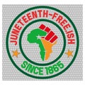 Juneteenth Free-ish Since 1865. Hand-shaped African map design. Royalty Free Stock Photo