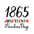 Juneteenth Freedom Day calligraphy hand lettering isolated on white. African American holiday on June 19th. Vector