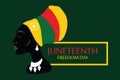 Juneteenth Freedom Day. Silhouette of African American woman with headdress. Royalty Free Stock Photo