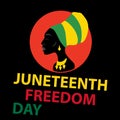 Juneteenth Freedom Day. Silhouette of African American woman with headdress. Royalty Free Stock Photo