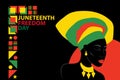 Juneteenth Freedom Day. Silhouette of African American woman with headdress. Royalty Free Stock Photo