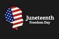 Juneteenth Freedom, Emancipation, Independence Day. June 19. African-American girl silhouette with national flag of Royalty Free Stock Photo