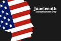 Juneteenth Freedom, Emancipation, Independence Day. June 19. African-American girl silhouette with national flag of Royalty Free Stock Photo