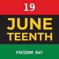 Juneteenth Independence Day. Freedom or Emancipation day. Annual american holiday, celebrated in June 19 Royalty Free Stock Photo