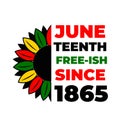 Juneteenth sign with sunflower. African American holiday on June 19. Vector template for typography poster, banner