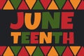 Juneteenth - simple banner with colorful lettering fof Juneteenth celebration in USA. Vector illustration Royalty Free Stock Photo