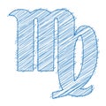 Virgo, 20 August - 22 September. HOROSCOPE SIGNS OF THE ZODIAC - Ballpen blue Scribble on a white background