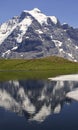 Jungfrau mountain reflected in Grauseewli Lake, canton of Bern, Switzerland