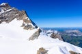 Jungfrau mountain - View of the mountain Jungfrau in the Bernese Alps in Switzerland - travel destination in Europe Royalty Free Stock Photo
