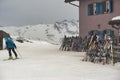 Jungfrau ski resort with famous Eiger, Monch and Jungfrau peaks in Swiss Alps, Grindelwald