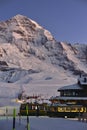 Jungfraubahn and Jungfrau mountain at Kleine Scheidegg, Swiss Alps Royalty Free Stock Photo