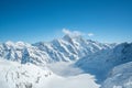 Jungfraujoch, Part of Swiss Alps Alpine Snow Mountain Landscape. Jungfrau in Switzerland on sunlight with clouds. - Top o