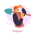 Jungian archetype of caregiver, man with shovel