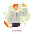 Jungian archetype of everyman, man waving hand