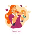 Jungian archetype of Innocent, woman with flowers