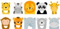 Jungle animals icons, vector animals, safari animals, animal faces Royalty Free Stock Photo