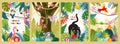 Jungle animals poster vector set