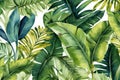 jungle background summer pattern monstera design leaf palm tropical trendy seamless. Generative AI. Royalty Free Stock Photo