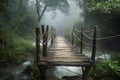 Jungle bridge forest. Generate Ai