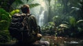 Jungle Expedition, Immersing in Untouched Wilderness and Exotic Wildlife. Generative Ai