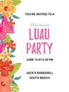 Jungle flowers and exotic leaves. Hawaiian Luau party invitation Royalty Free Stock Photo