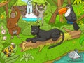 Jungle forest with animals cartoon vector