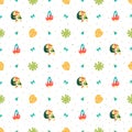 Jungle forest pattern toucan birds. Tropical plants, rainforest bright leaf flowers repeated background. Summer tropical Royalty Free Stock Photo